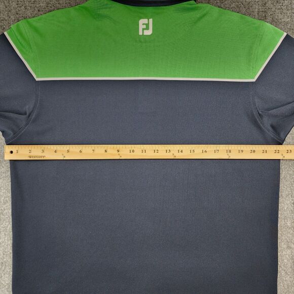 FootJoy Shirt Mens Medium Blue Green Colorblock Polo Short Sleeve Performance - Picture 5 of 16